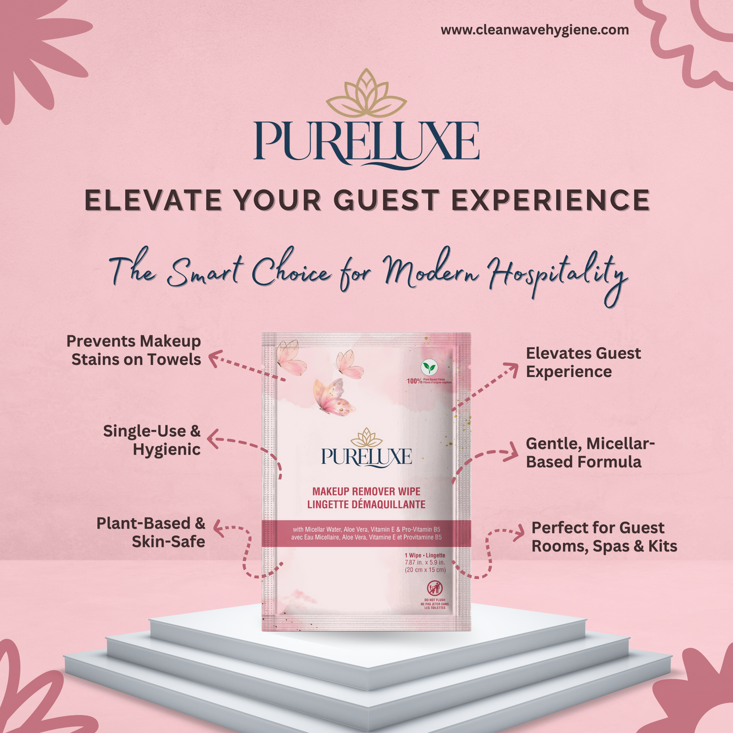 PureLuxe Makeup Remover Wipes Individually Wrapped Bulk