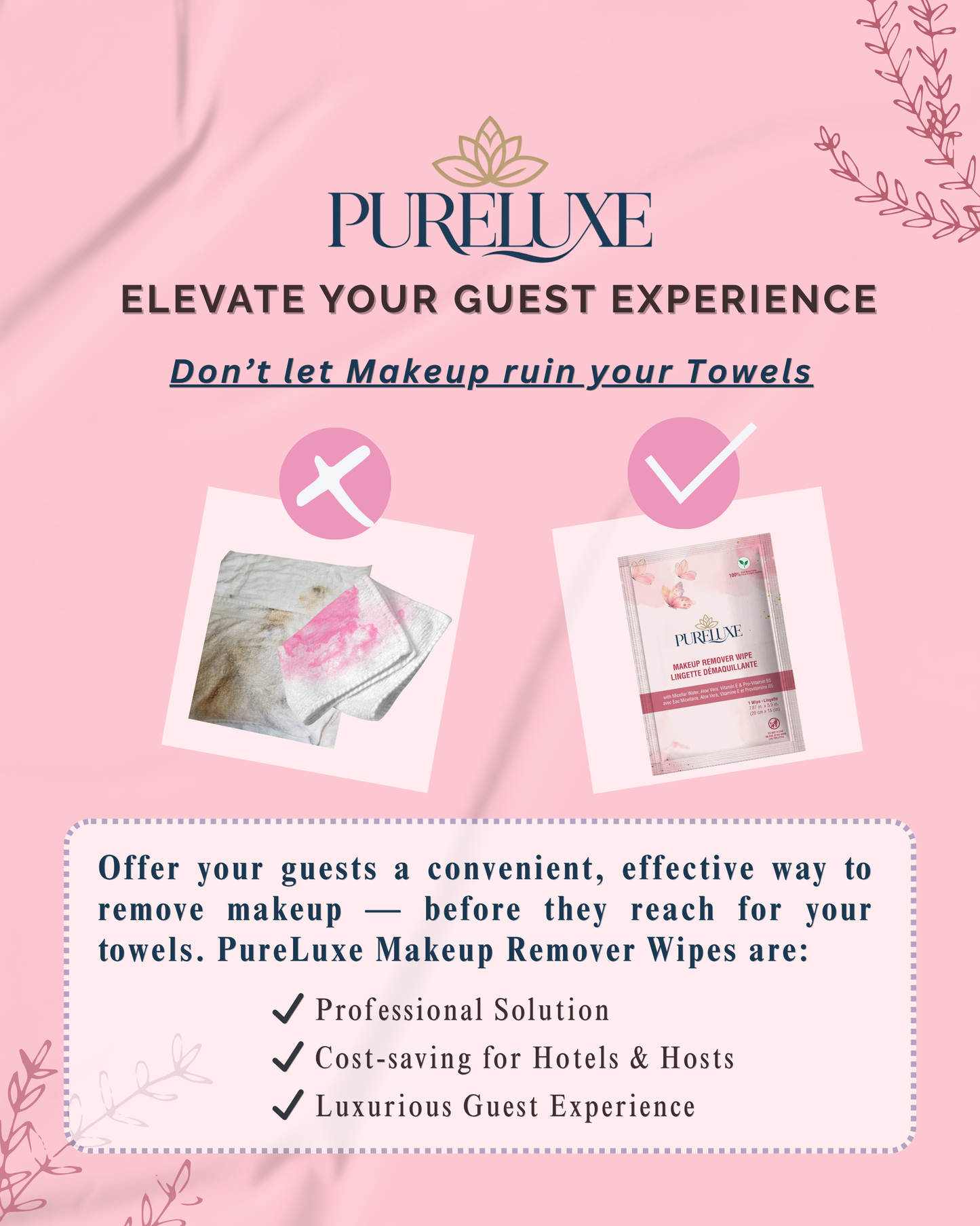 PureLuxe Makeup Remover Wipes Individually Wrapped Bulk