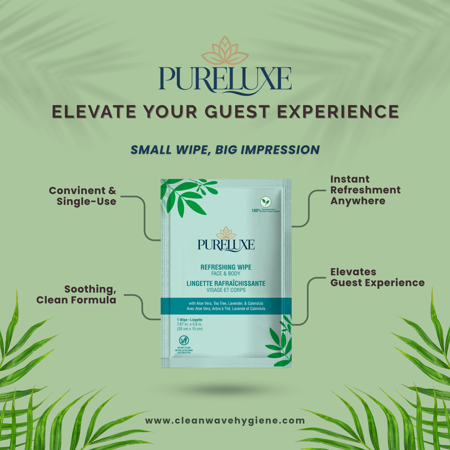 PureLuxe Refreshing Wipes Individually Wrapped Bulk