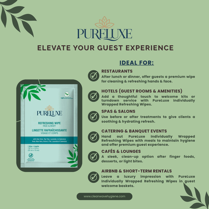 PureLuxe Refreshing Wipes Individually Wrapped Bulk