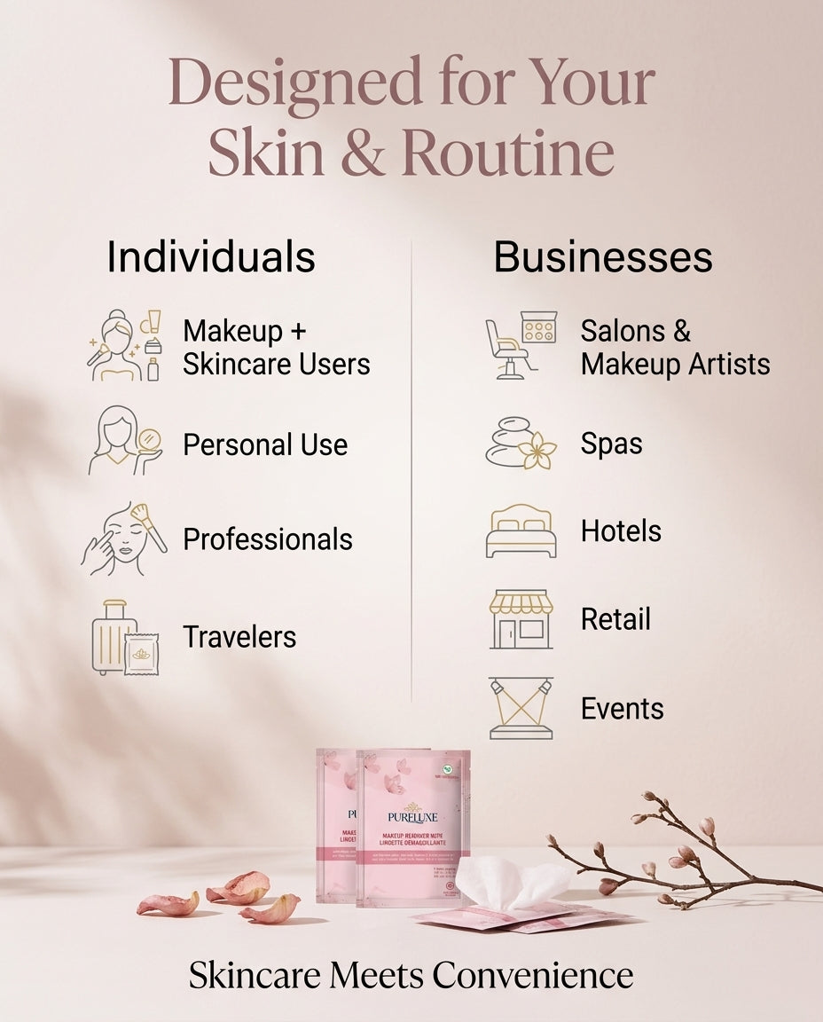 PureLuxe Makeup Remover Wipes - Individually Wrapped