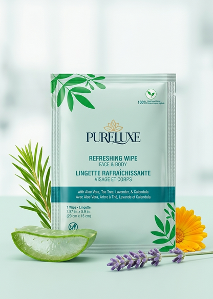 PureLuxe Refreshing Face & Body Wipes - Individually Wrapped